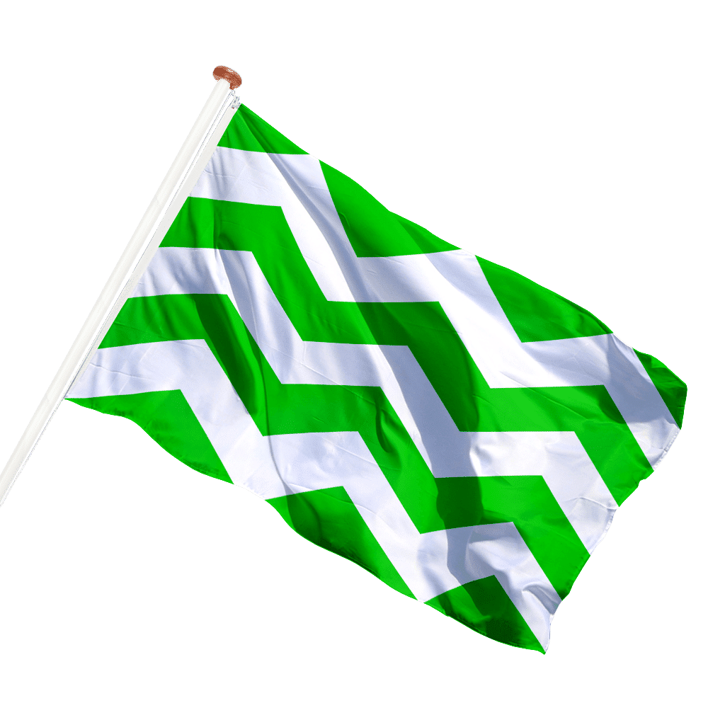 De Westlandse vlag met groen-witte zigzagbanden
